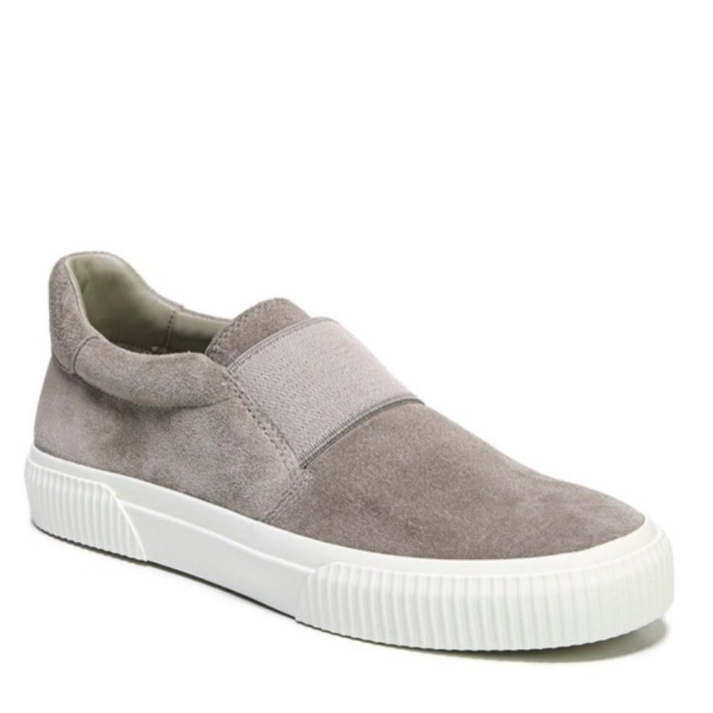 Vince | Kirkland Gray Suede Leather Platform Slip On Sneakers
